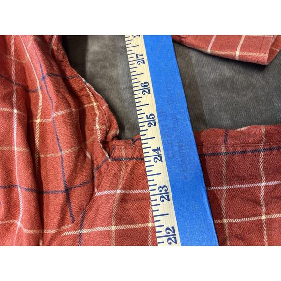 ORVIS Men's Button Down Oxford Shirt L Orange Plaid long sleeve Long‎ Sleeve - Picture 6 of 7